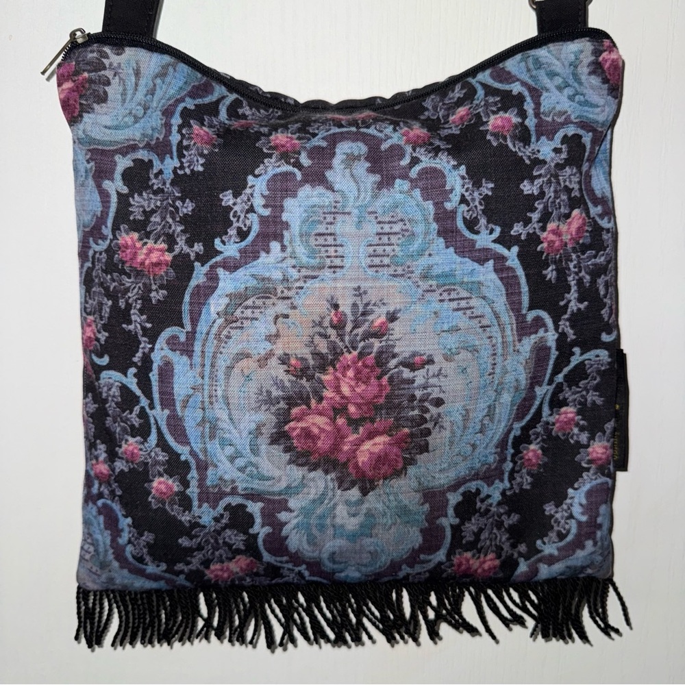 Boho Fabric Hobo Bag with pockets Retro Floral Hippie Bag Fringe Purse Crossbody - Picture 5 of 8